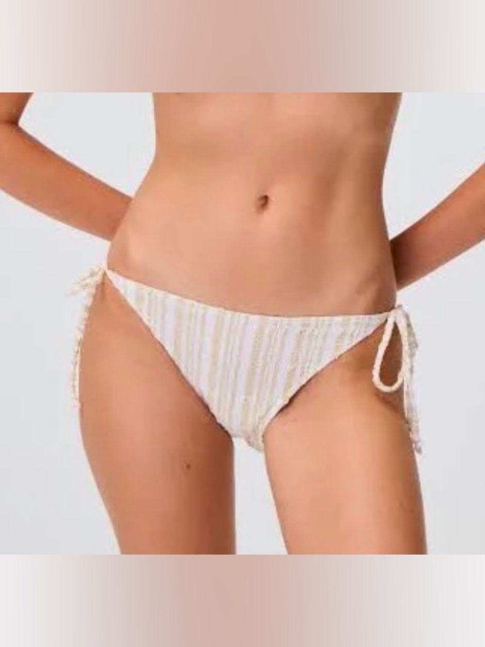 NWT Lisa Marie Fernandez bandeau striped seersucker bikini bottom sz 3/M $188